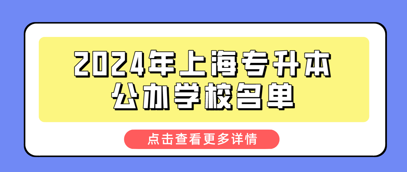 2024年上海专升本公办学校名单