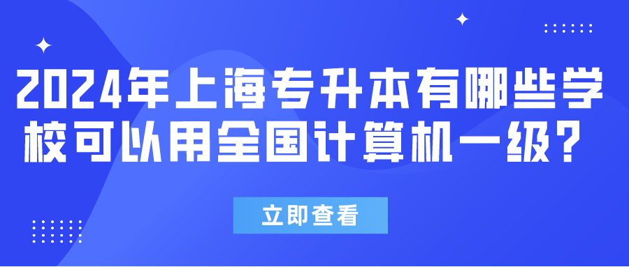 2024年上海专升本有哪些学校可以用全国计算机一级？