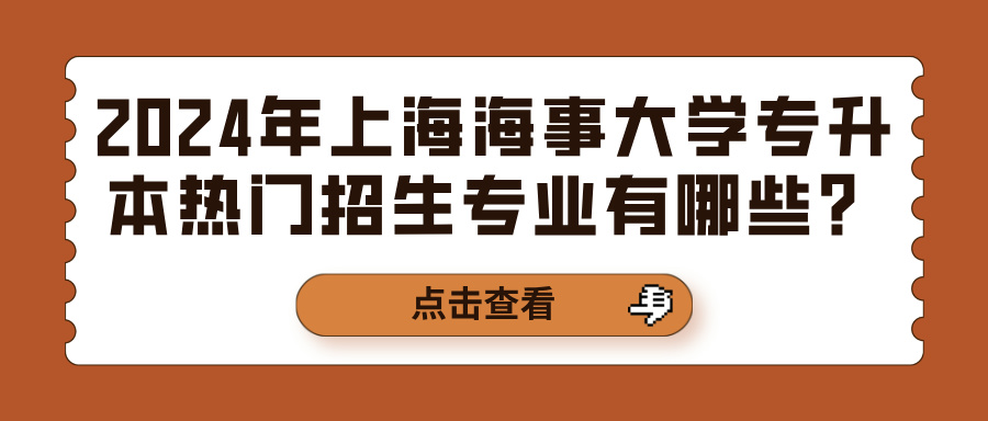 2024年上海海事大学专升本热门招生专业有哪些？