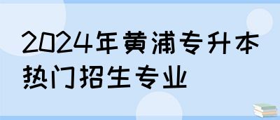 2024年黄浦专升本热门招生专业