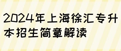 2024年上海徐汇专升本招生简章解读