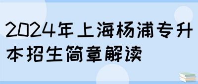 2024年上海杨浦专升本招生简章解读