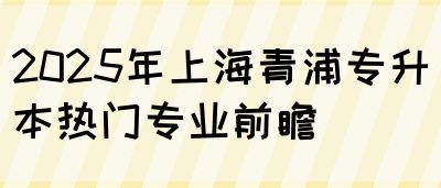 2025年上海青浦专升本热门专业前瞻(图1)
